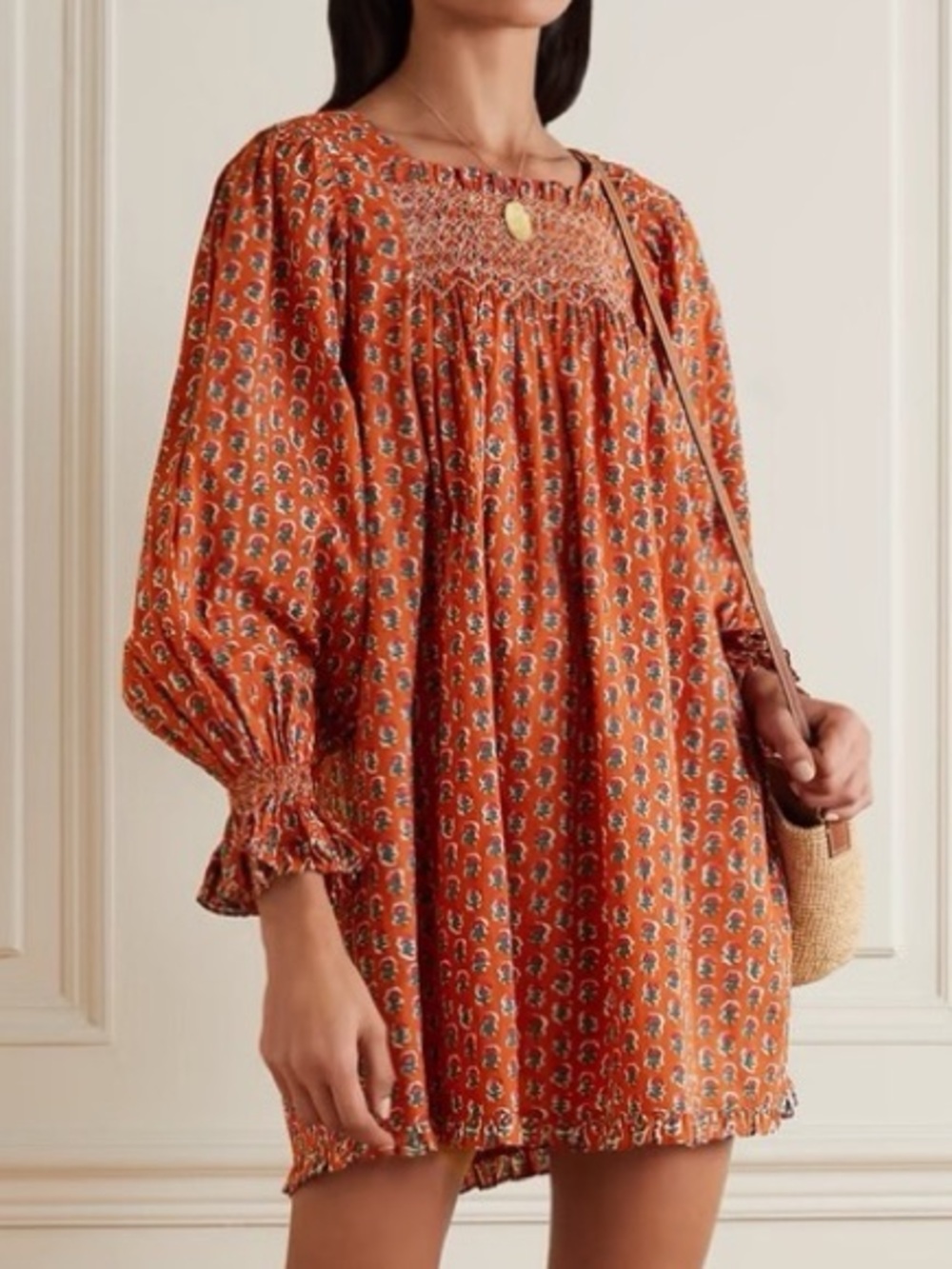 Doen Mini Dress in Rust Floral Print